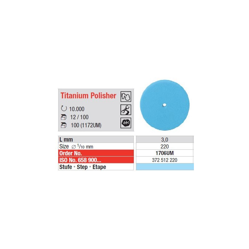 Freze Titanium pol. unmounted - blue  1706 UM-100