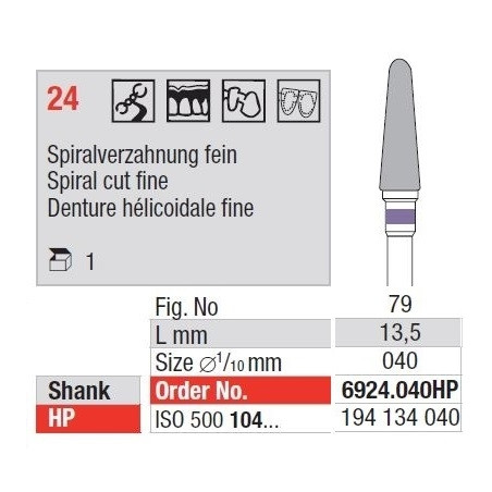 Freze TC Cutter Spiral Cut Fine 24