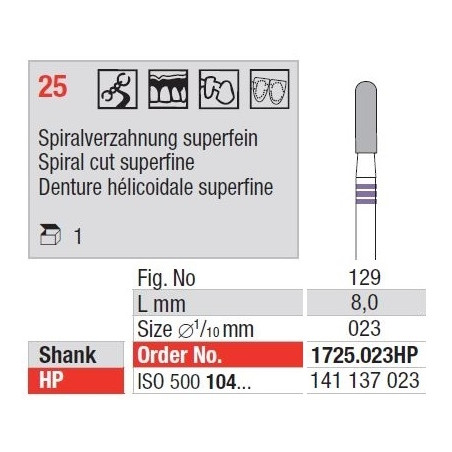 Freze TC Cutter Spiral Cut Super Fine 25