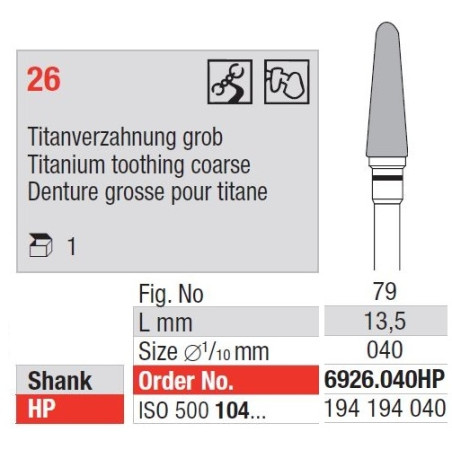 Freze TC Cutter Titanium Cut Coarse 26