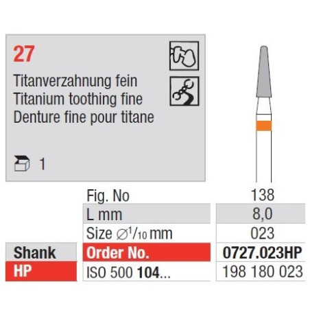 Freze TC Cutter Titanium Cut Fine 27 