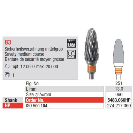 Freze TC Cutter Safety Medium Coarse 83