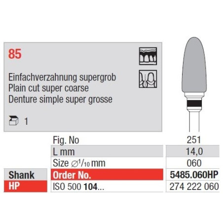 Freze TC Cutter Plain Cut Super Coarse 85 