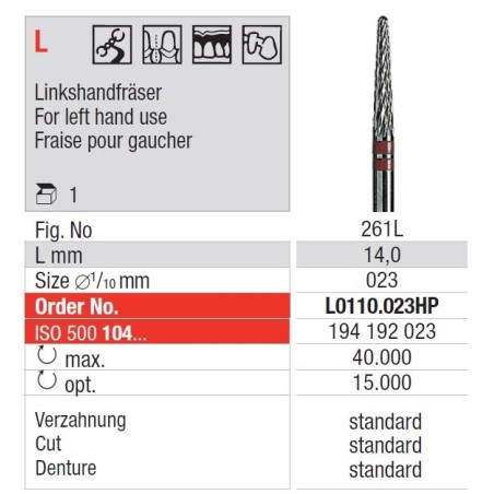 Freze TC Cutter Cross Cut Fine Left-Handed L 