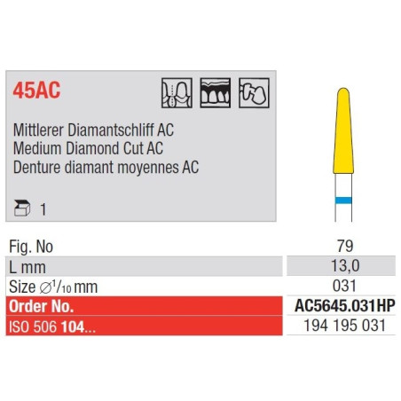 Freze TC Cutter Medium Diamond Cut AC 45 