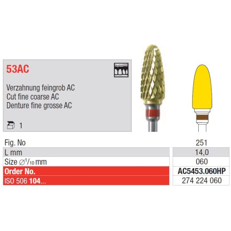 Freze TC Cutter Cut Fine Coarse AC 53