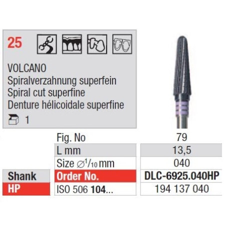 Freze TC Cutter VOLCANO Spiral Cut Extra Fine 25