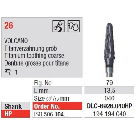 Freze TC Cutter VOLCANO Titanium Cut Coarse 26