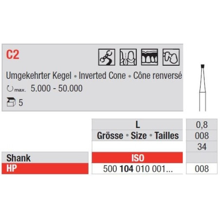 Freze cu cap con inversat C2