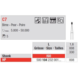 Freze TC Bur HP - cu cap para C7