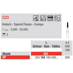 Freze TC Burs HP - cu cap conic C23