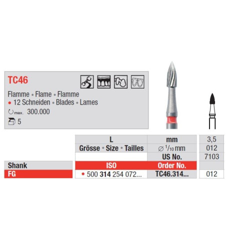 Freze TC46 FG - cu cap flacara