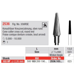 Freze Cone cutter cross cut round end 2536 103HP