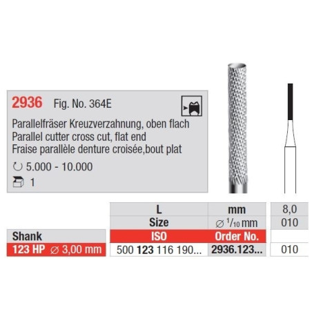 Freze Parallel cutter cross cut flat end 2936 123HP