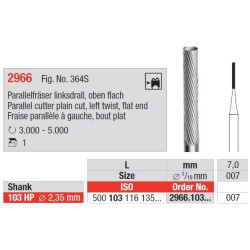 Freze Parallel cutter plain cut left twist, flat end 2966 103HP