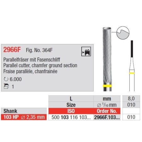 Freze Parallel cutter-chamfer ground section 2966F 103