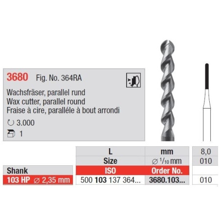 Freze Parallel wax cutter HP short 3680 103HP