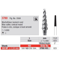Freze Wax cutter, conical round 3780 103HP