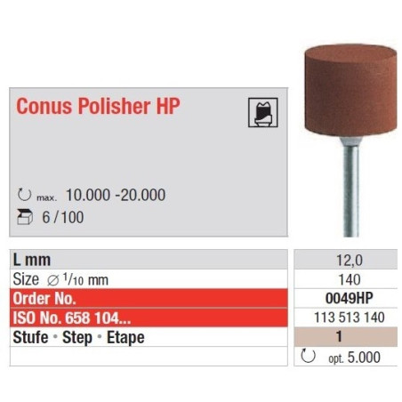 Freze Conus Polishers HP- Pasul 1: maro - 100 bucati