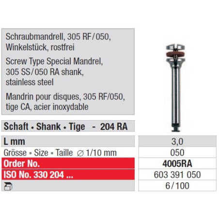 Мандрела Screw Type 305RF / 050 4005 RA държач - 6 броя