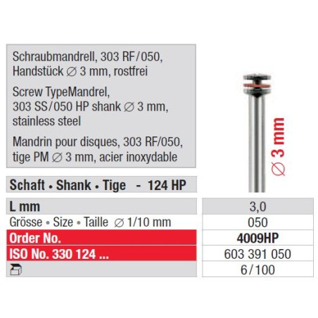 Mandrina tip surub 303RF / 050 4009 HP - 100 bucati