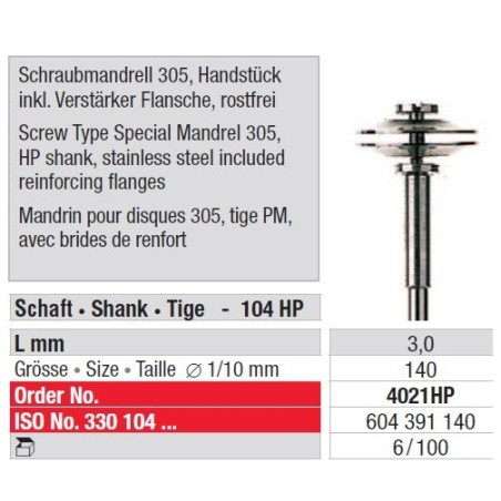 Мандрела special Screw Type 305 / 4021 HP - 6 броя