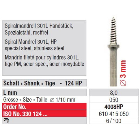 Mandrine Spirala 301L 4008 HP - 100 bucati