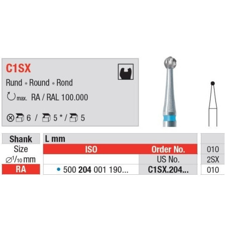 Freze TC Burs RA Cross cut C1SX cu cap rotund