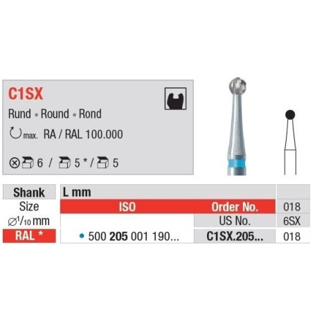 Фреза TC Burs RAL Cross cut C1SX Round