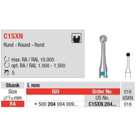 Freze TC Burs RA Cross cut C1SXN cu cap rotund