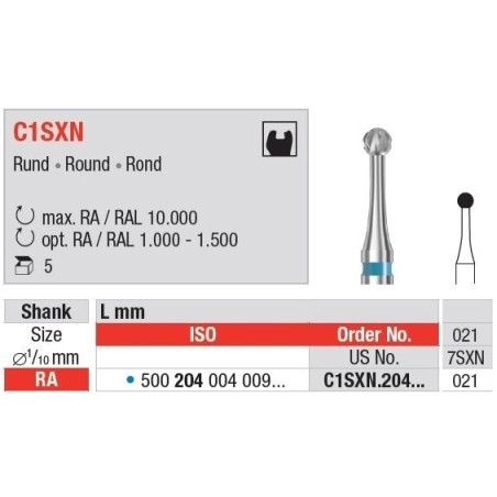 Freze TC Burs RA Cross cut C1SXN cu cap rotund