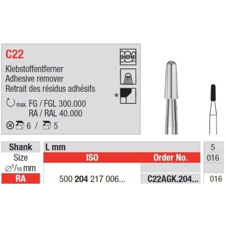 Freza RA C22 AGK pentru indepartarea resturilor adezive