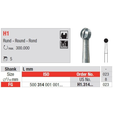 Freze TC Burs FG H1 cu cap rotund