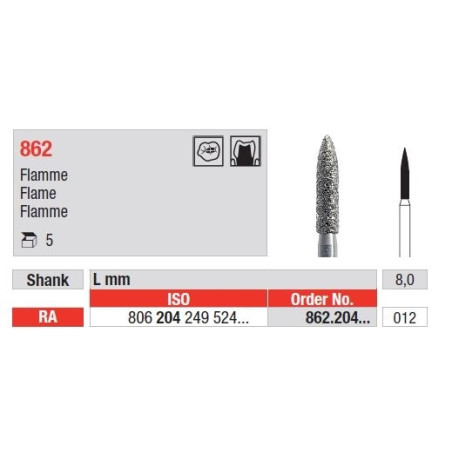 Freze Diamant Cap Flacara RA 862 - 5 buc.