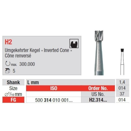 Freze TC Burs FG H2 cu cap con inversat