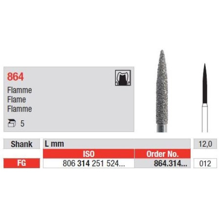 Freze Diamant Cap Flacara FG 864 - 5 buc.