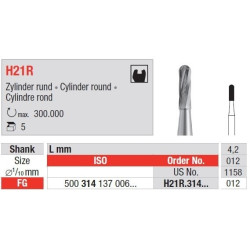 Freze TC Bur FG H21R cu cap cilindru rotund