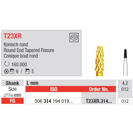 Freze TC Bur FG T23XR cu cap conic rotund