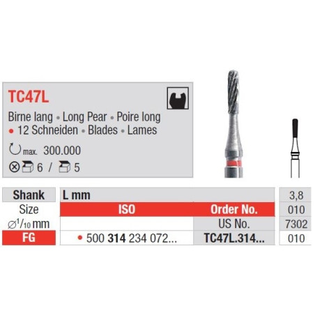 Freze TC47L FG cu cap para alungita pentru finisare