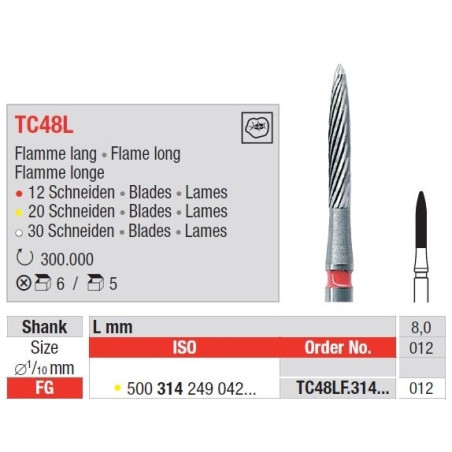 Freze TC48LF FG cu cap flacara alungita pentru finisare