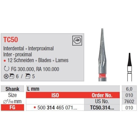 Freze TC50 cu 12 lame interdental pentru finisare