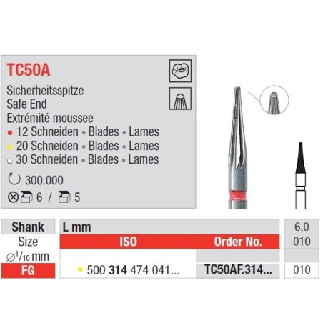 Freze TC50AF FG 20 lame pentru finisare