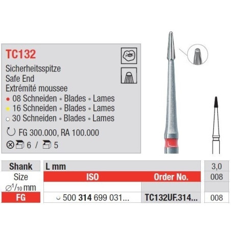 Freze TC132UF FG cu 30 lame pentru finisare