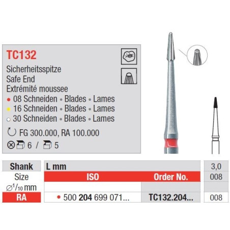 Freze TC132 RA cu 8 lame pentru finisare