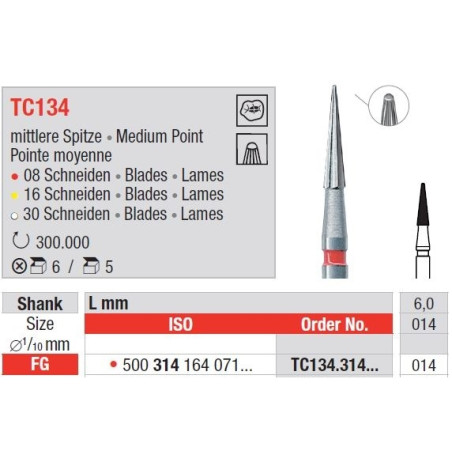 Freze TC134 FG cu 8 lame pentru finisare