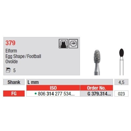 Freze Diamant Egg Shape FG 379 - 5 buc.