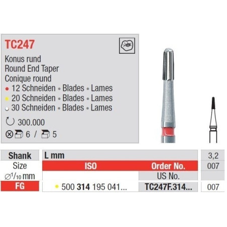 Freze TC247F cu 20 lame pentru finisare cu cap con rotund