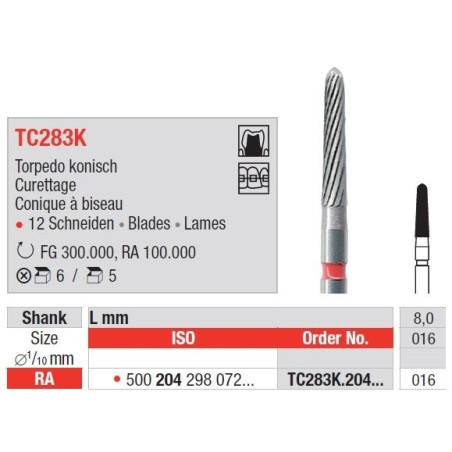 Freze TC283K RA cu 12 lame pentru finisare