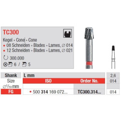 Freze TC300 FG cu cap conic pentru finisare