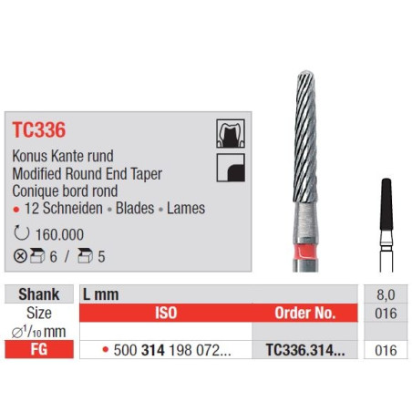 Freze TC336 FG cu 12 lame pentru finisare